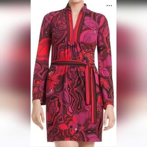 Trina Turk  V Neck Long Sleeve Dress, Above The Knee  Size M
